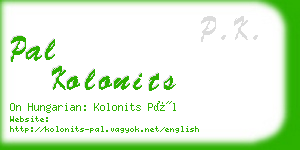 pal kolonits business card